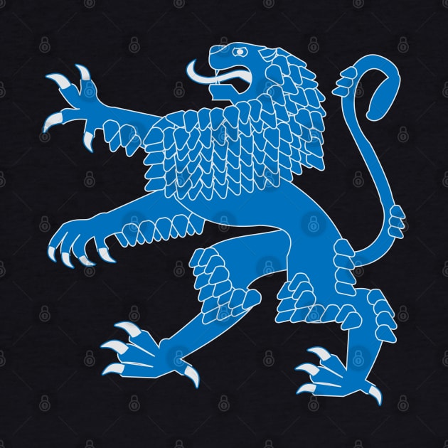 Heraldic Rampant Lion (Blue) by PabloDeChenez